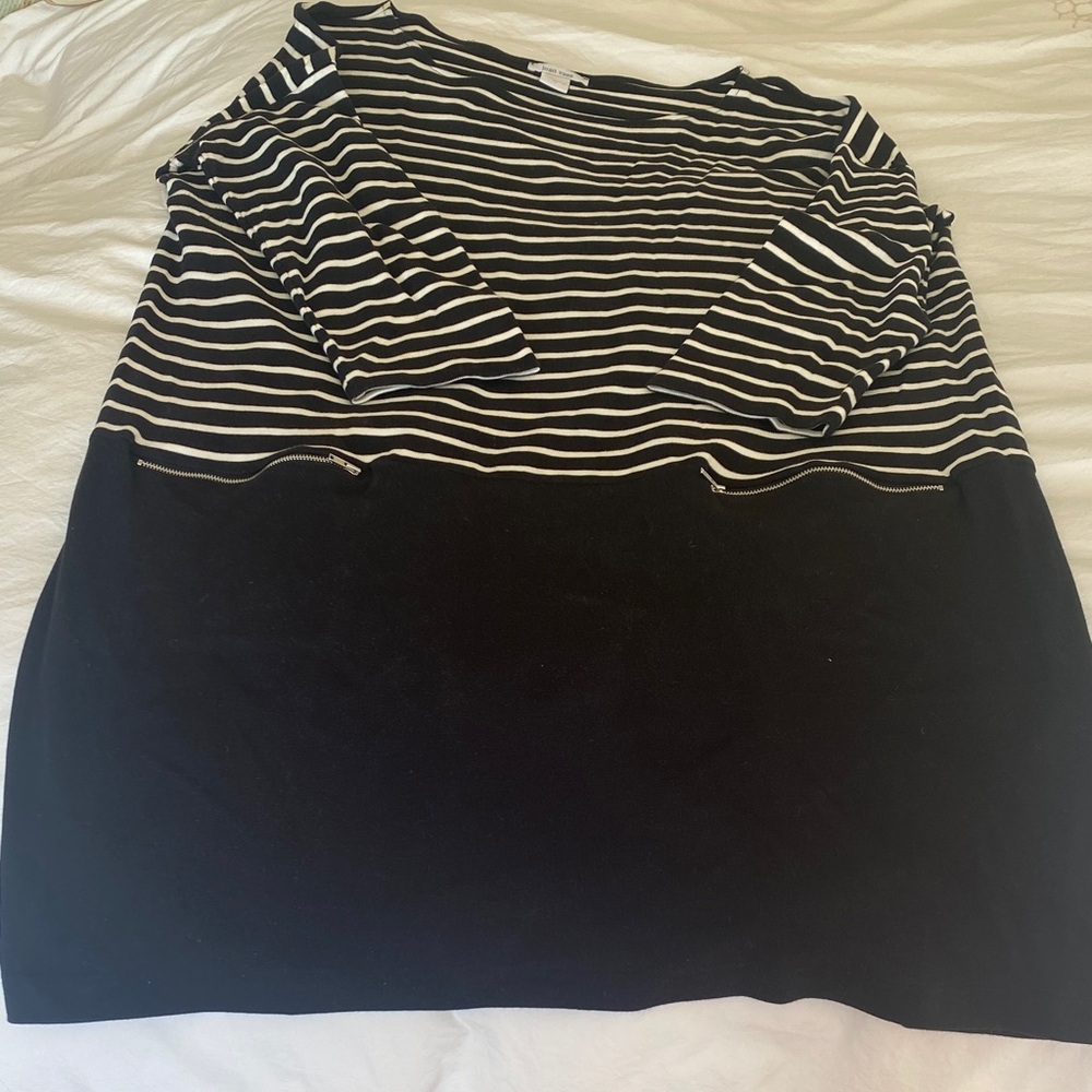 Joan Vass Black and White Striped dress